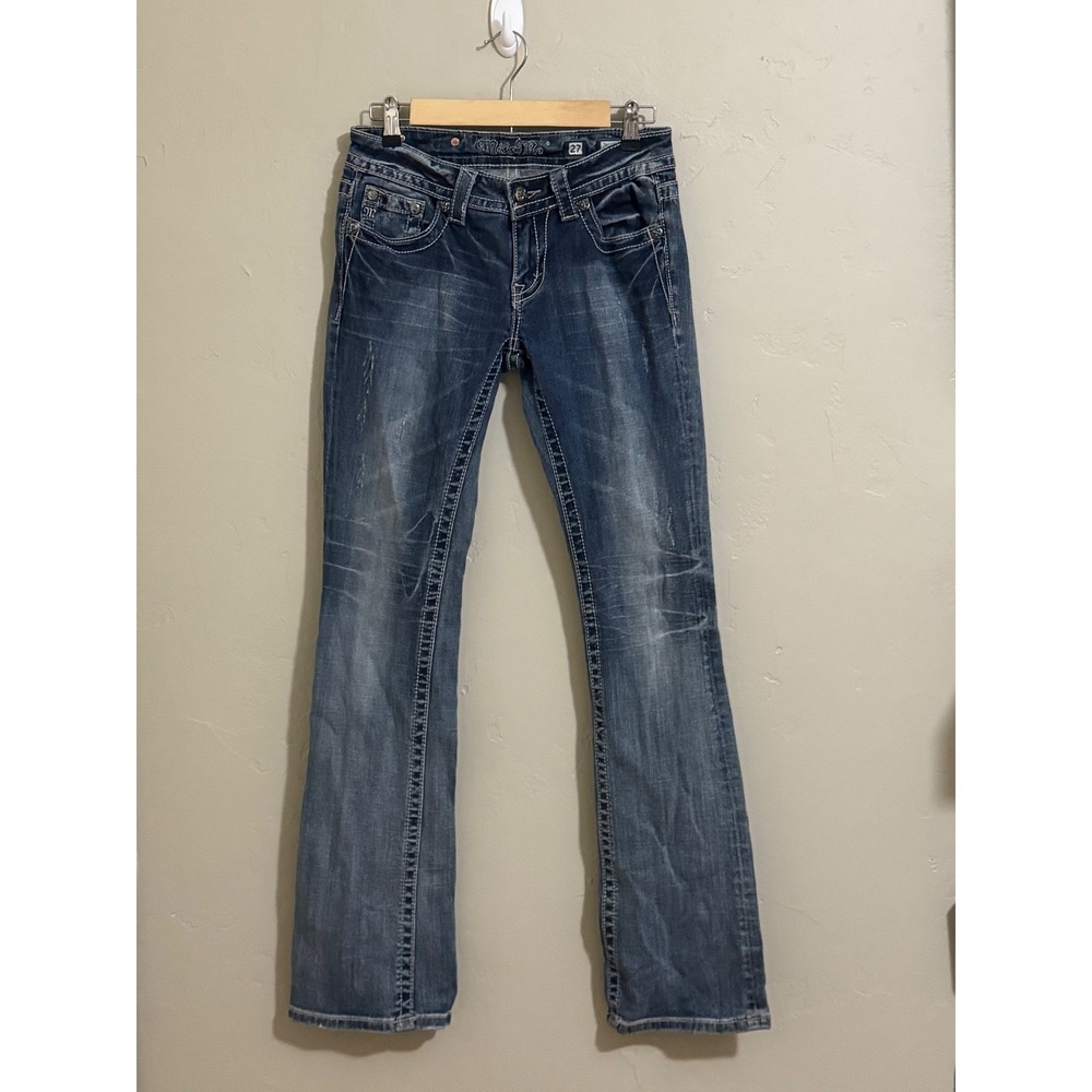 Miss Me Jeans 27 x 33 Womens Bootcut Mid Rise Bling Rhinestone Western Cowgirl